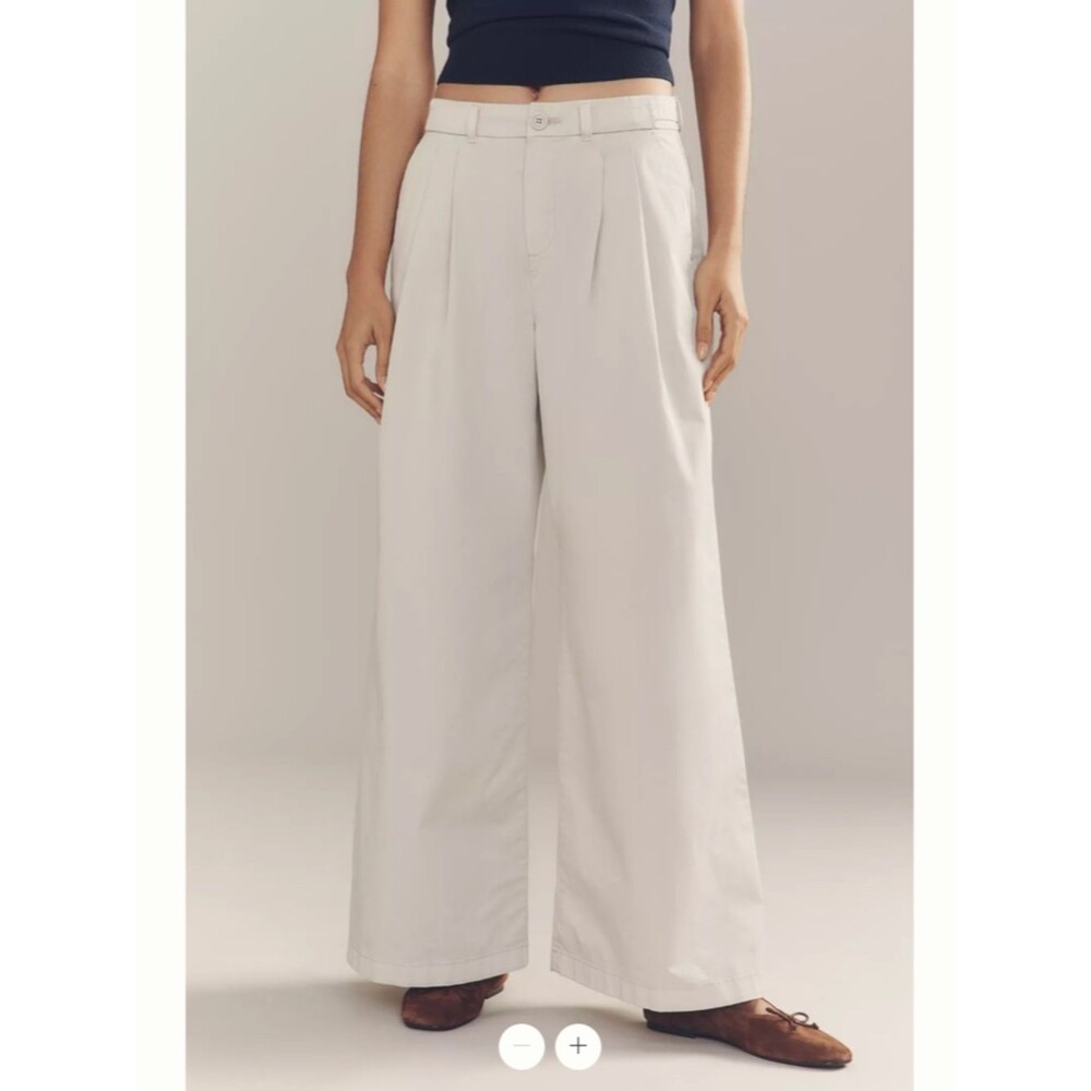 By Anthropologie Low-Rise Pleated Wide-Leg Trousers - Picture 3 of 7